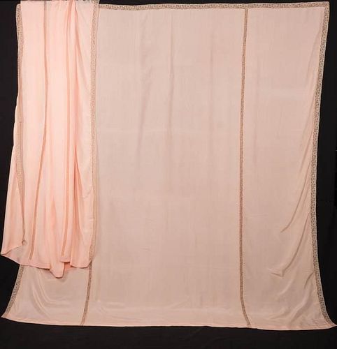 TWO PINK SILK BEDCOVERS, 1930s