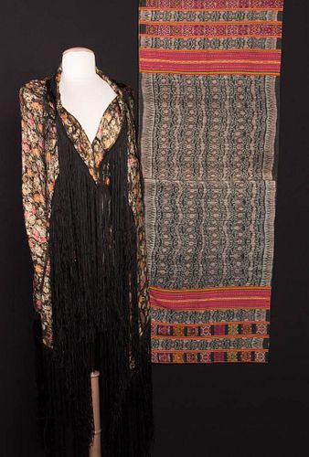 ONE LAME SHAWL & ONE IKAT SARONG, 1920- 1930s & 1950s