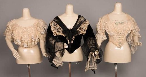 TWO DESIGNER EVENING & ONE AFTERNOON BODICE, 1900-1905