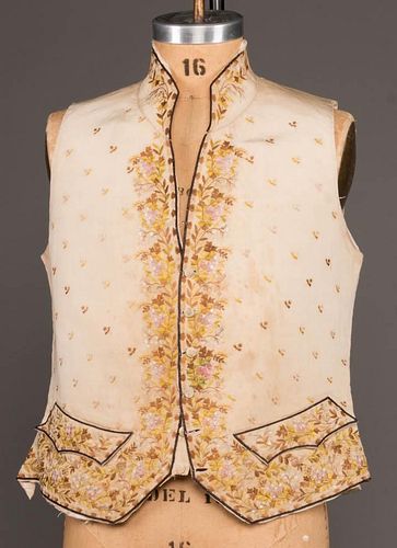 MANS EMBROIDERED WAISTCOAT, LATE 18TH C