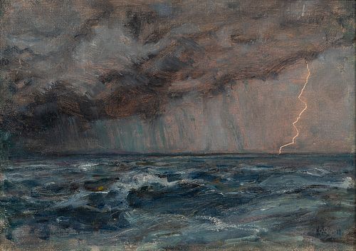 Howard Russell Butler (American, 1856-1934), Caribbean Sea During a Thunderstorm