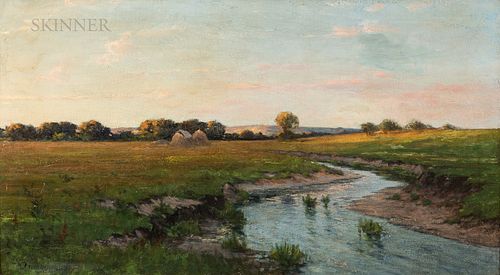 Frank Charles Peyraud (American, 1858-1948), Landscape with Haystacks