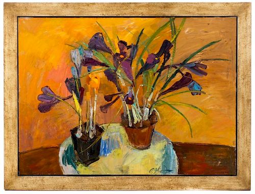 Olena Zvyagintseva, Oil Still Life with Irises