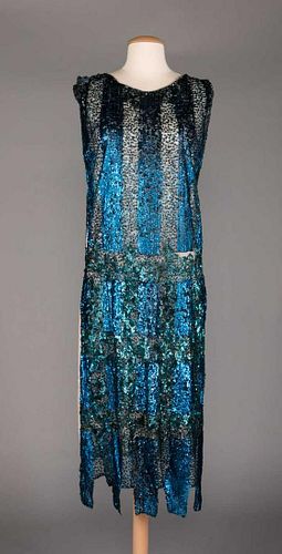 PEACOCK BLUE SEQUINED TABARD, 1920s