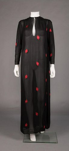 DIOR BLACK & RED EVENING GOWN, 1970s