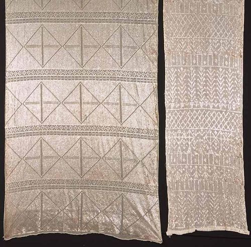 TWO SILVER ASUITE SHAWLS, EGYPT, 1920s