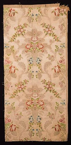 CORDED SILK & BROCADE FABRIC REMNANT, FRANCE, 18TH C