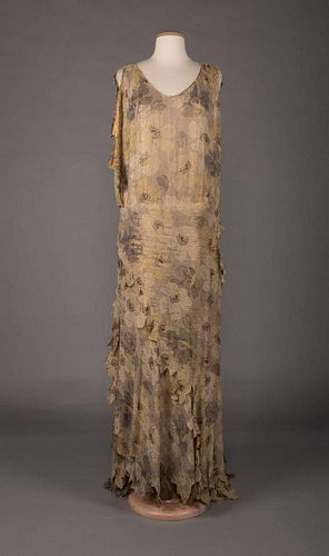 SILK & LAME EVENING GOWN, NYC, 1930s