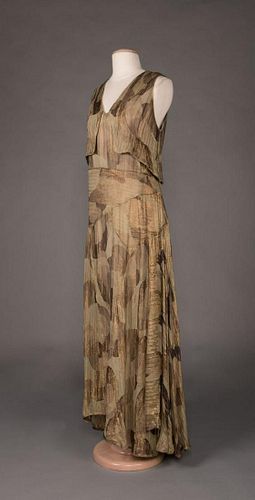 LAME BROCADE EVENING GOWN, 1930s