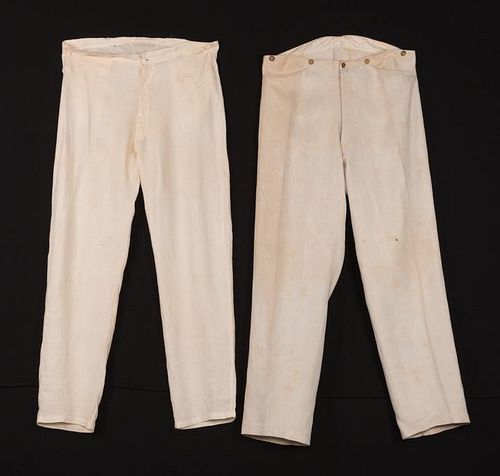 TWO PAIR GENTS LINEN TROUSERS, 1800-1860s