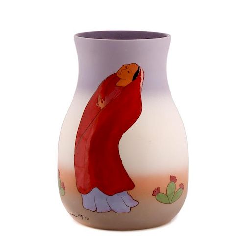 R.C. Gorman "Desert Flowers" Pottery Vase, Signed