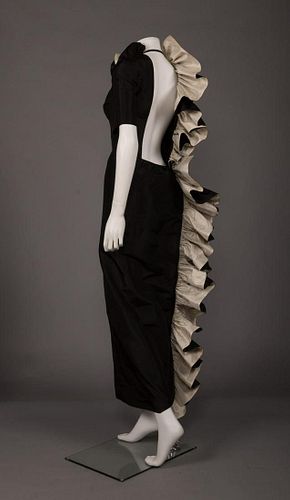 MME GRES RUFFLED SILK EVENING GOWN, c. 1970