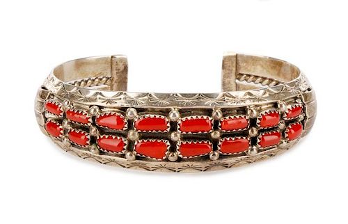 Sarah Curley, Navajo Sterling & Coral Bracelet