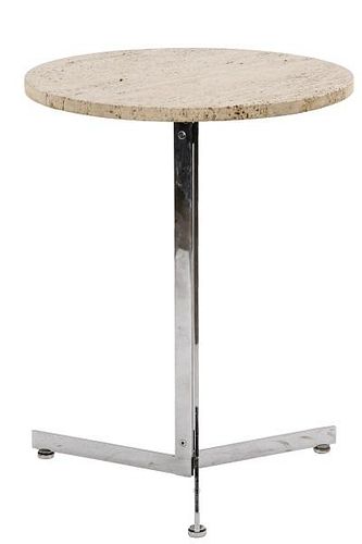 Modernist Style Chrome & Stone Table For Stendig