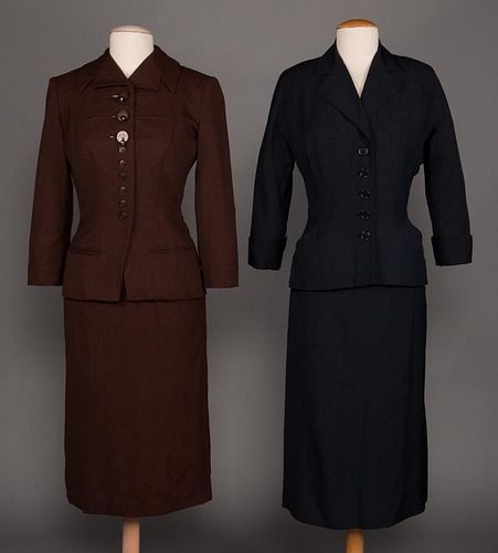 TWO DESIGNER SKIRT SUITS, 1940s
