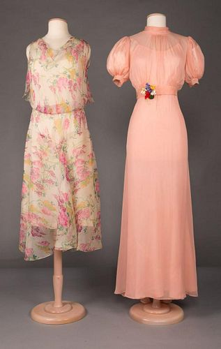 TWO CHIFFON TEA GOWNS, 1930s