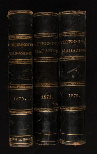 LEATHER BOUND PETERSONS MAGAZINES, 1870-1872