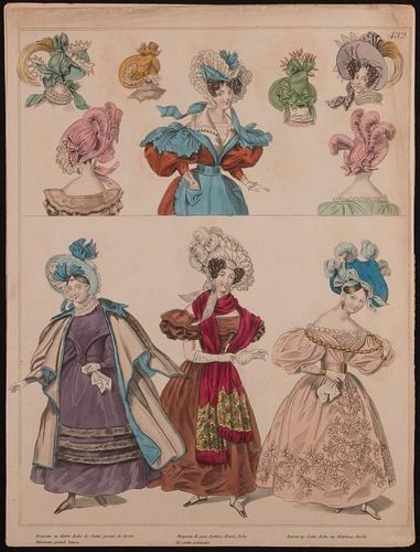 COLLECTION OF COLOR FASHION PLATES, FRANCE, 1830s