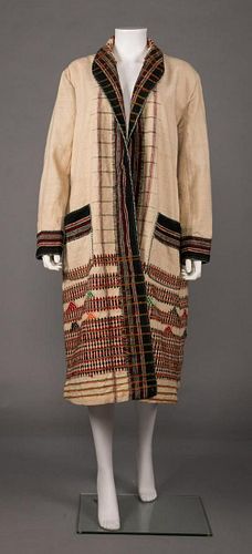 WOVEN WOOL ETHNIC COAT, EARLY TO MID 20TH C