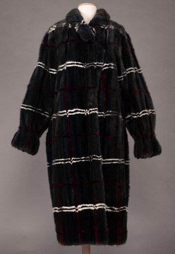 PLAID DYED MINK COAT, LATE 20TH C