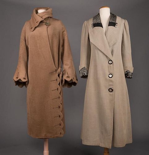 TWO WOOL DAY COATS, 1915-1920