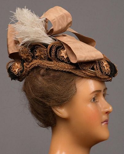 BROWN STRAW LACE HAT, 1870s