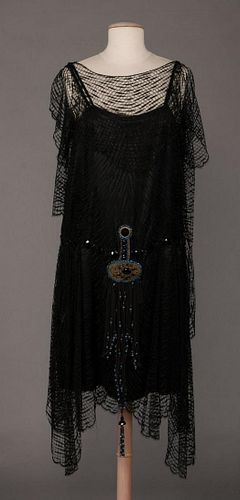 BEADED BLACK LACE GOWN, 1920s