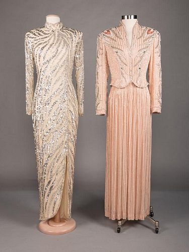 TWO BOB MACKIE BEADED GOWNS, 1980s