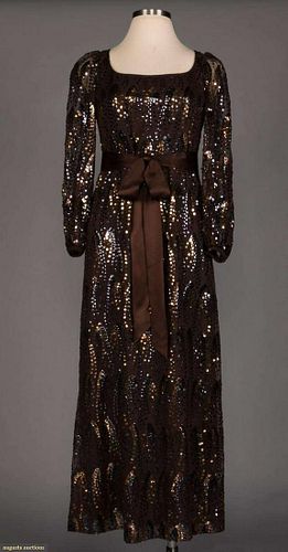 TWO SEQUIN AMERICAN DESIGNER EVENING GOWNS, 1970-1980