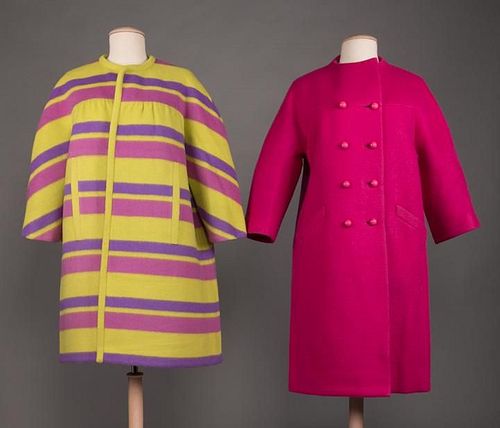 TWO WOOL DAY COATS, MID 1960s