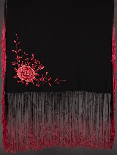 OMBRE FRINGE EMBROIDERED SHAWL, 1920s