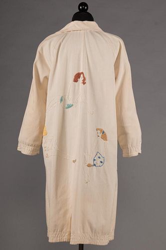 PIN-UP GIRL EMBROIDERED LAB/WORK COAT, 1940-1950