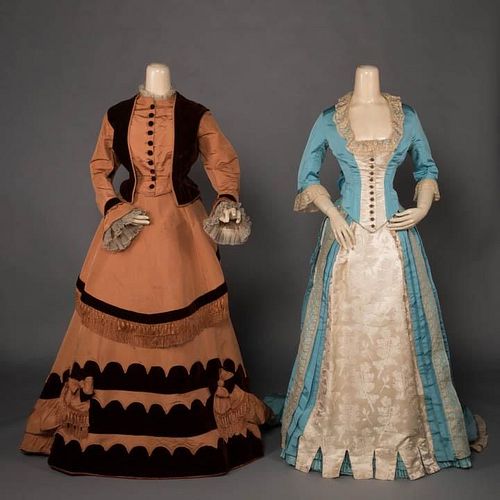 TWO BUSTLED AFTERNOON GOWNS, c. 1875 & 1887-88