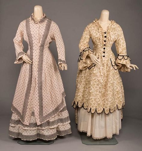 TWO ROLLER PRINTED COTTON, 1870s