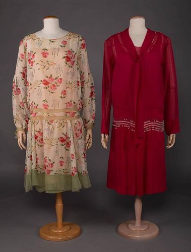 TWO CHIFFON DAY DRESSES, 1920s