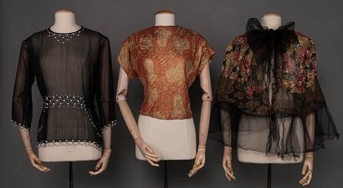 THREE LAME OR BEADED TOPS, 1920s
