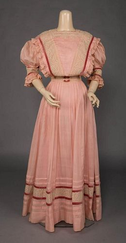 EDWARDIAN SILK DAY DRESS, c. 1907
