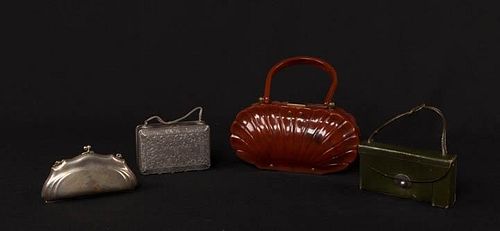 FOUR BOX BAGS, EARLY 20TH C