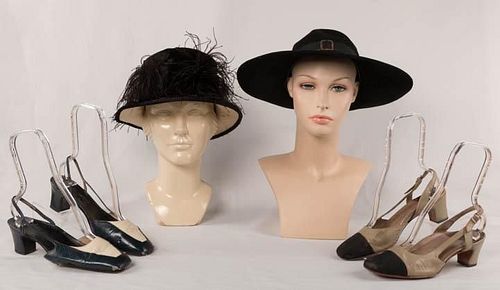 KATHARINE HEPBURN HATS & SHOES, EARLY & MID 20TH C
