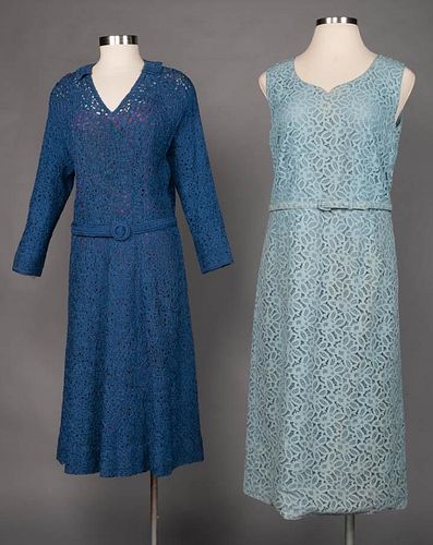 TWO BLUE DAY DRESSES, 1960s