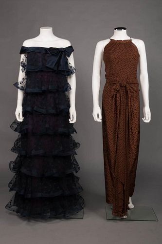 TWO POLKADOT PARTY DRESSES, ITALY & CANADA, 1980s