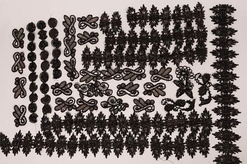 LOT OF BLACK BEADED TRIMS, LATE 19th C