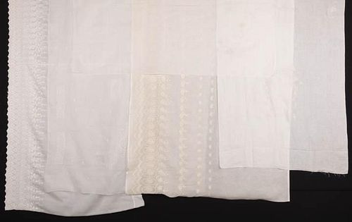 FIVE WHITE EMBROIDERED PANELS, 1900-1915