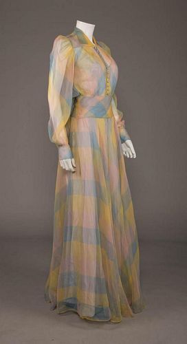 EARLY & RARE CEIL CHAPMAN GAUZE EVENING GOWN, AMERICA,