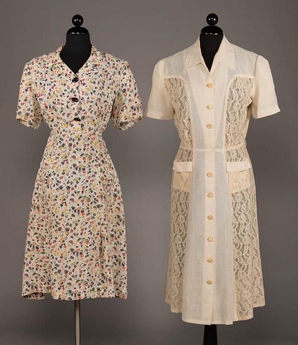 TWO DAY DRESSES, 1940s-1950s
