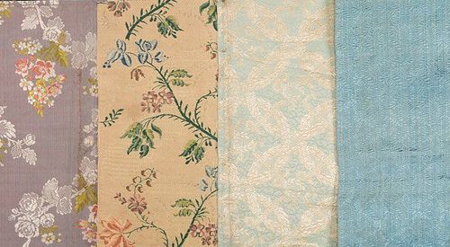 FOUR WOVEN SILK FABRIC REMNANTS, 18TH -19TH C
