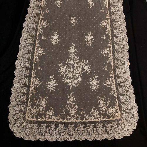 TWO HANDMADE LACE WEDDING VEILS, LATE 19TH-EARLY 20TH C