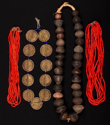 FOUR NECKLACES, AFRICA, 20TH C