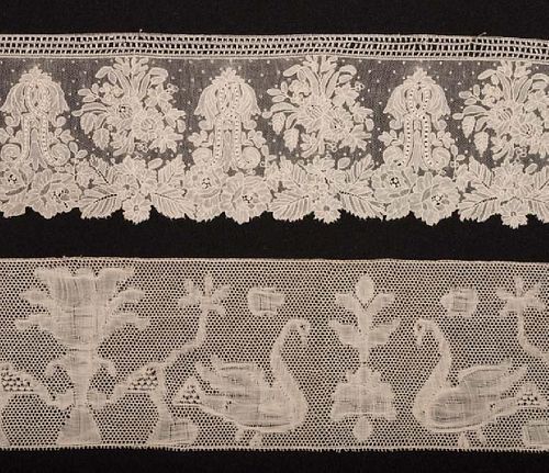 TWO HAND MADE LACE FLOUNCES, 19TH C
