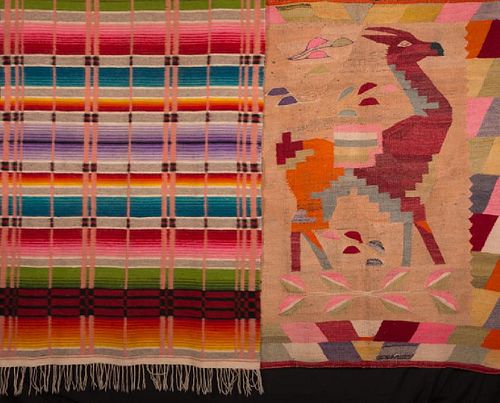 MEXICAN BLANKET & BOLIVIAN RUG, EARLY-MID 20TH C